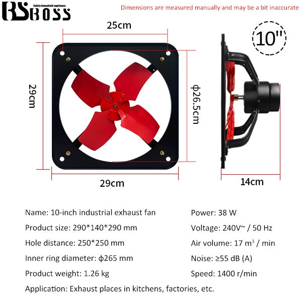 10 inch Wall Type Light Duty Industrial kitchen ventilation fan