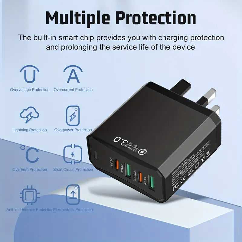 Super fast charging multi-port plug