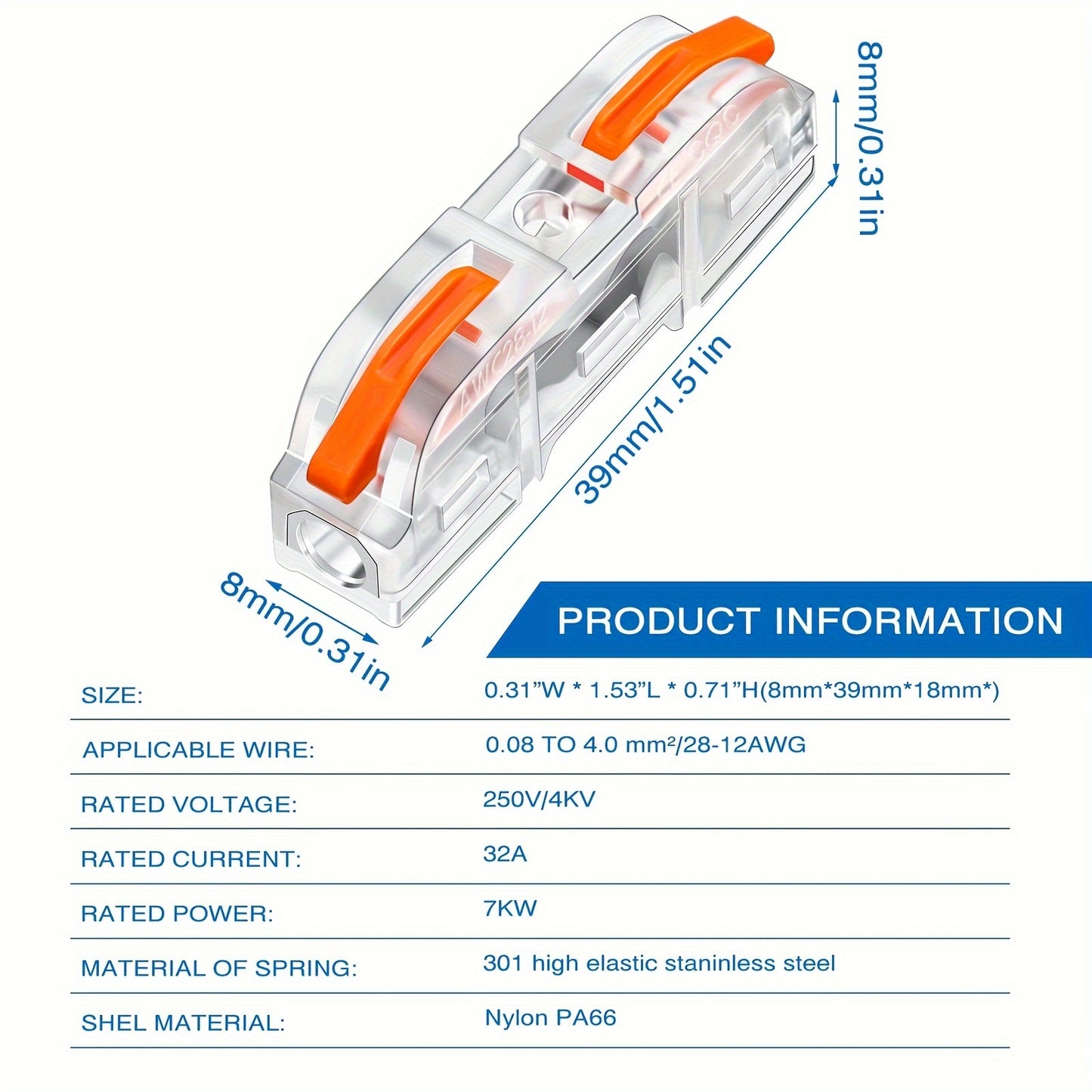100pcs  Quick Connect Wire Connectors
