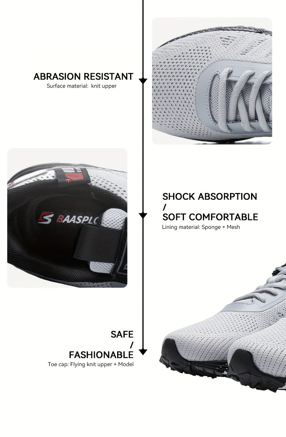 Men's casual sports shoes knitted fabric breathable