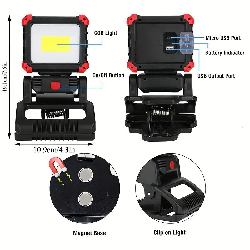 LED Rechargeable Work Light with Clamp