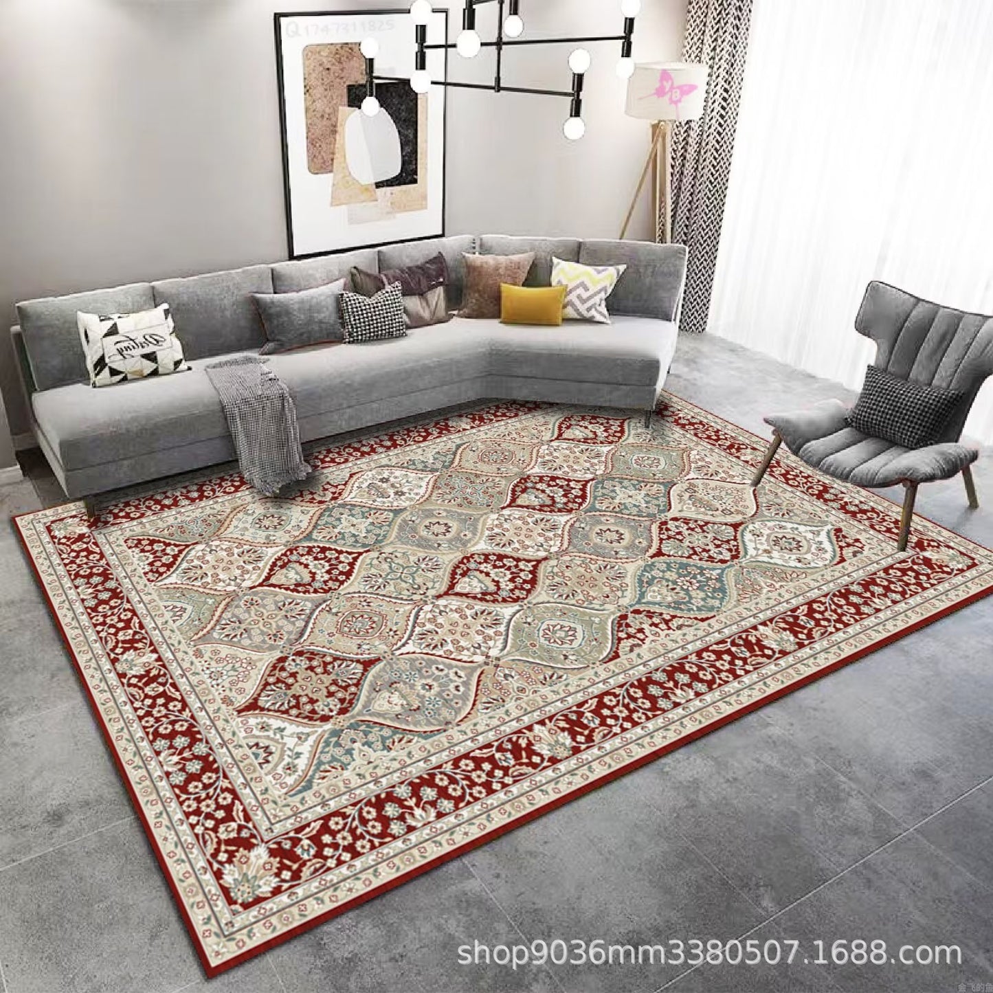 Premium 200x300cm Karpet Velvet 5D Anti-Selip dengan Corak Home Decor