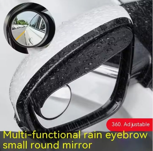 Automotive rearview mirror carbon fiber rain eyebrow with small circular mirror integrated blind spot rearview mirror