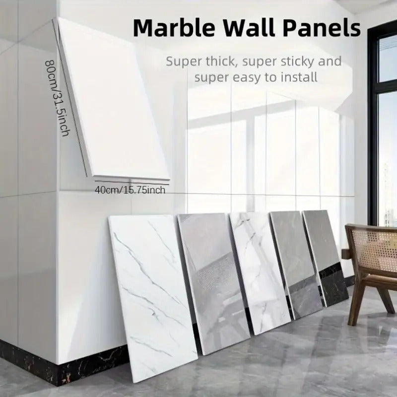 14pcs Glam Style Marble Pattern Wall Stickers