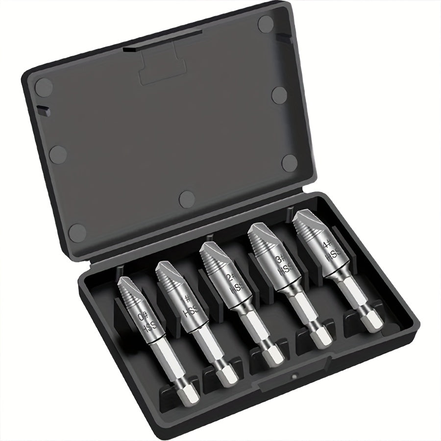 A set of 5 Damaged Screw Extractor Drill Bit