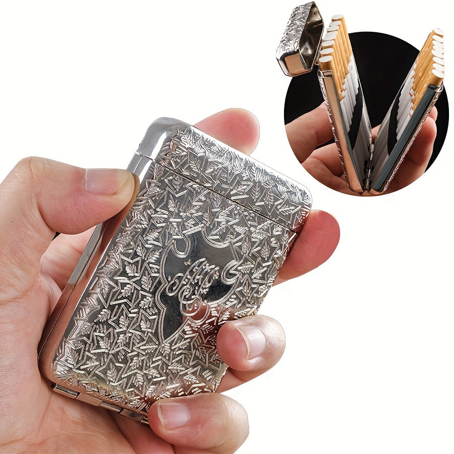 Classical European style alloy carved pressure-resistant metal cigarette case