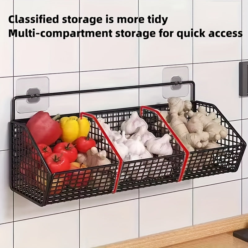 Wall-Mounted Kitchen Storage Basket – No-Drill