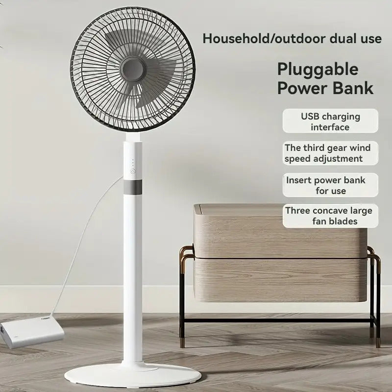 Silent High Wind Power USB Floor Fan (No Battery)