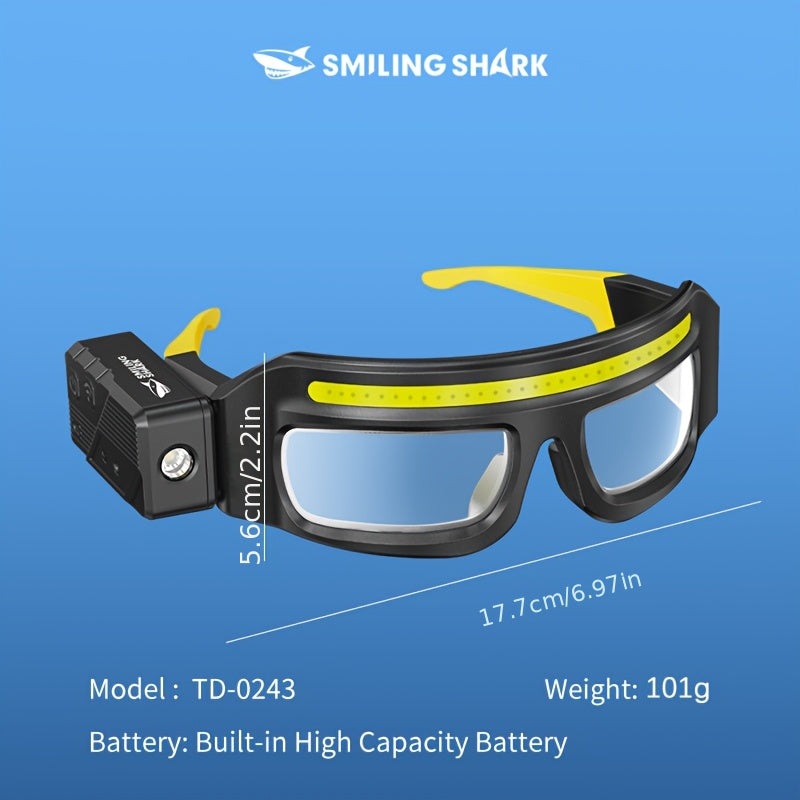 1pc Smiling Shark Rechargeable COB Headlamp with Glasses