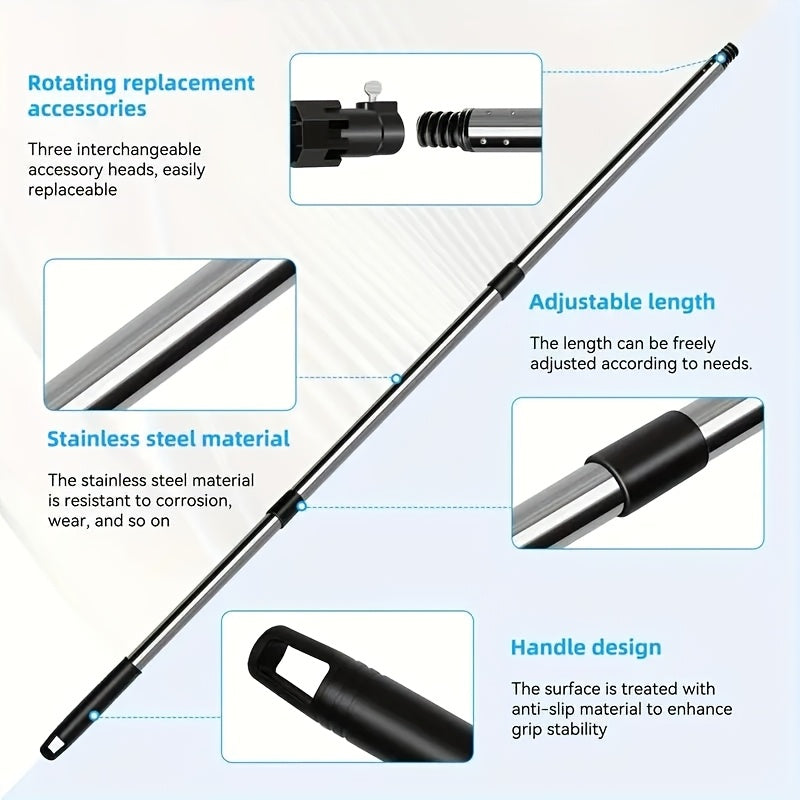 1pc 12ft Extendable Metal Light Bulb Changer with Suction Cup