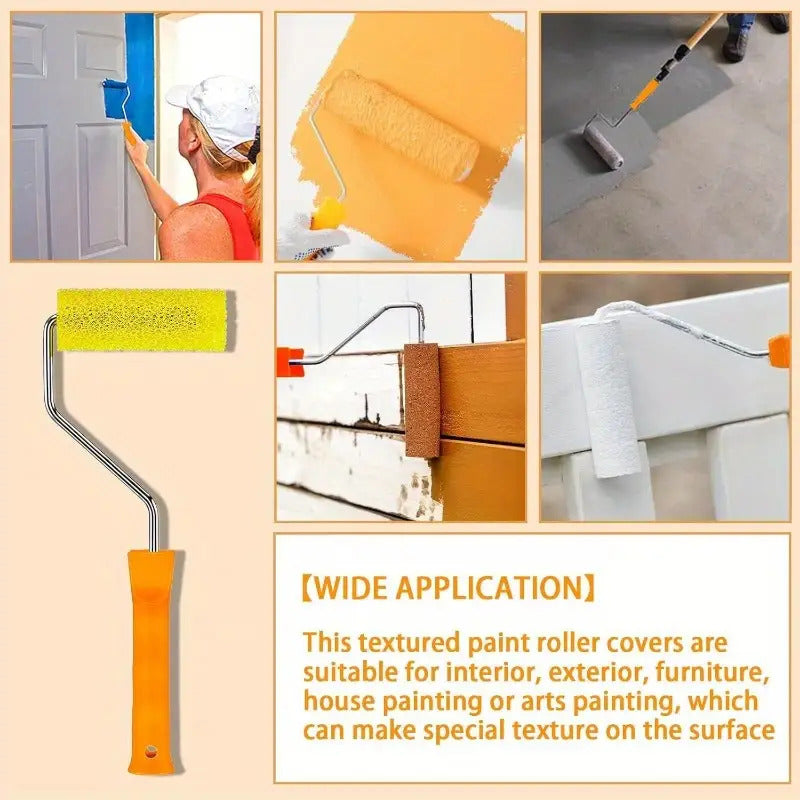 9pcs Large Textured Foam Drywall Paint Roller Covers