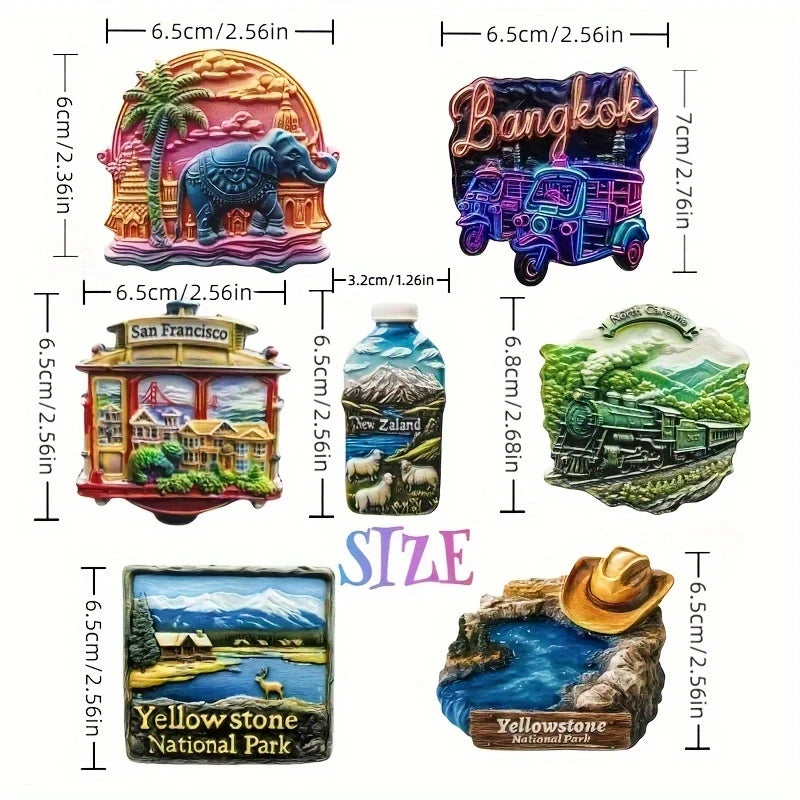World scenery refrigerator magnets, themed creative refrigerator magnets, kitchen iron decoration