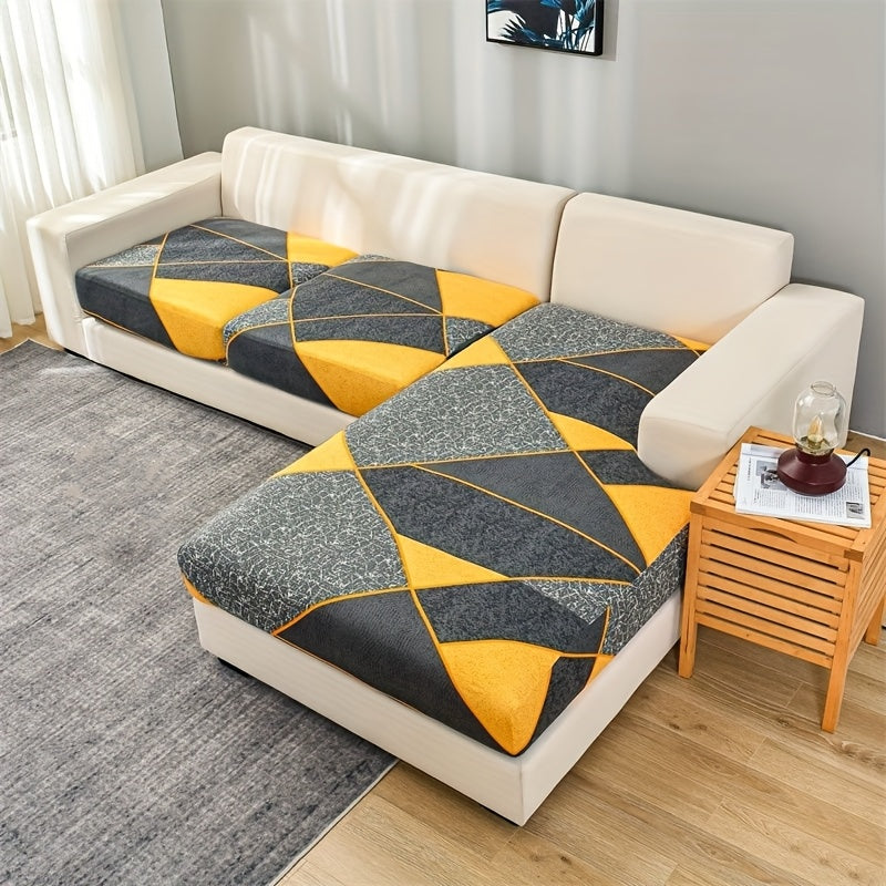 3pcs/Set Geometric Print Stretch Sofa Cushion Cover