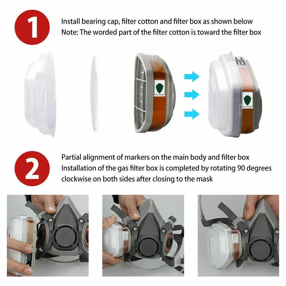 6200 Type Gas Mask with Replaceable Filter Pad