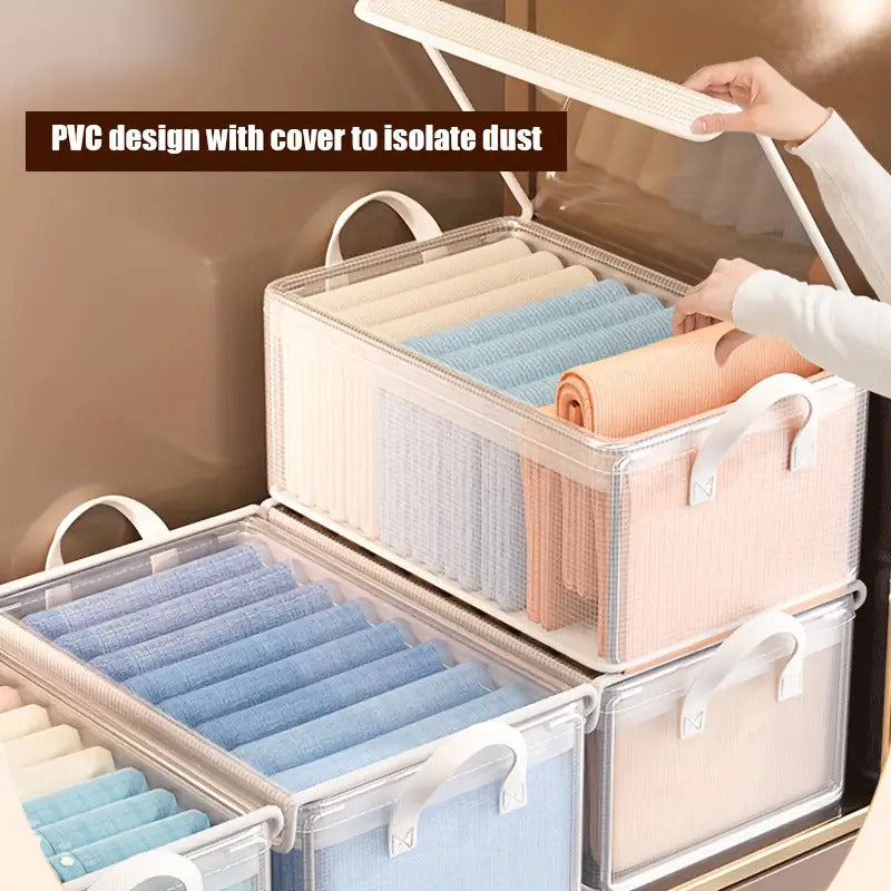 Set of 4 Large Transparent PVC Storage Boxes with Lids