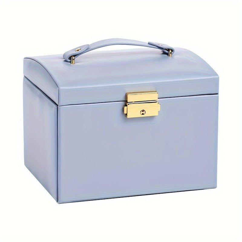 1pc Portable Jewelry Organizer Box with Built-in Mirror