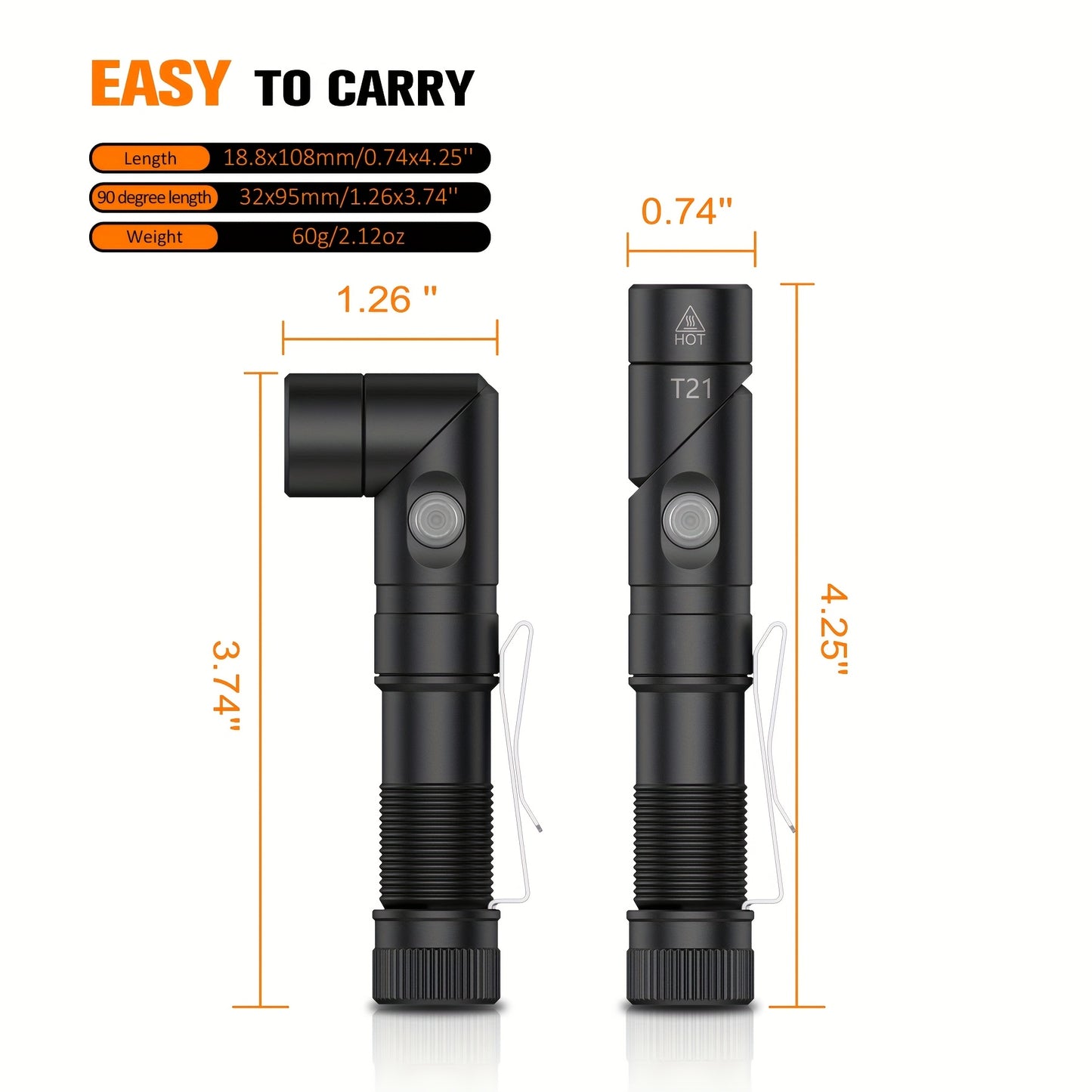 USB C Rechargeable Mini Flashlight With Clip