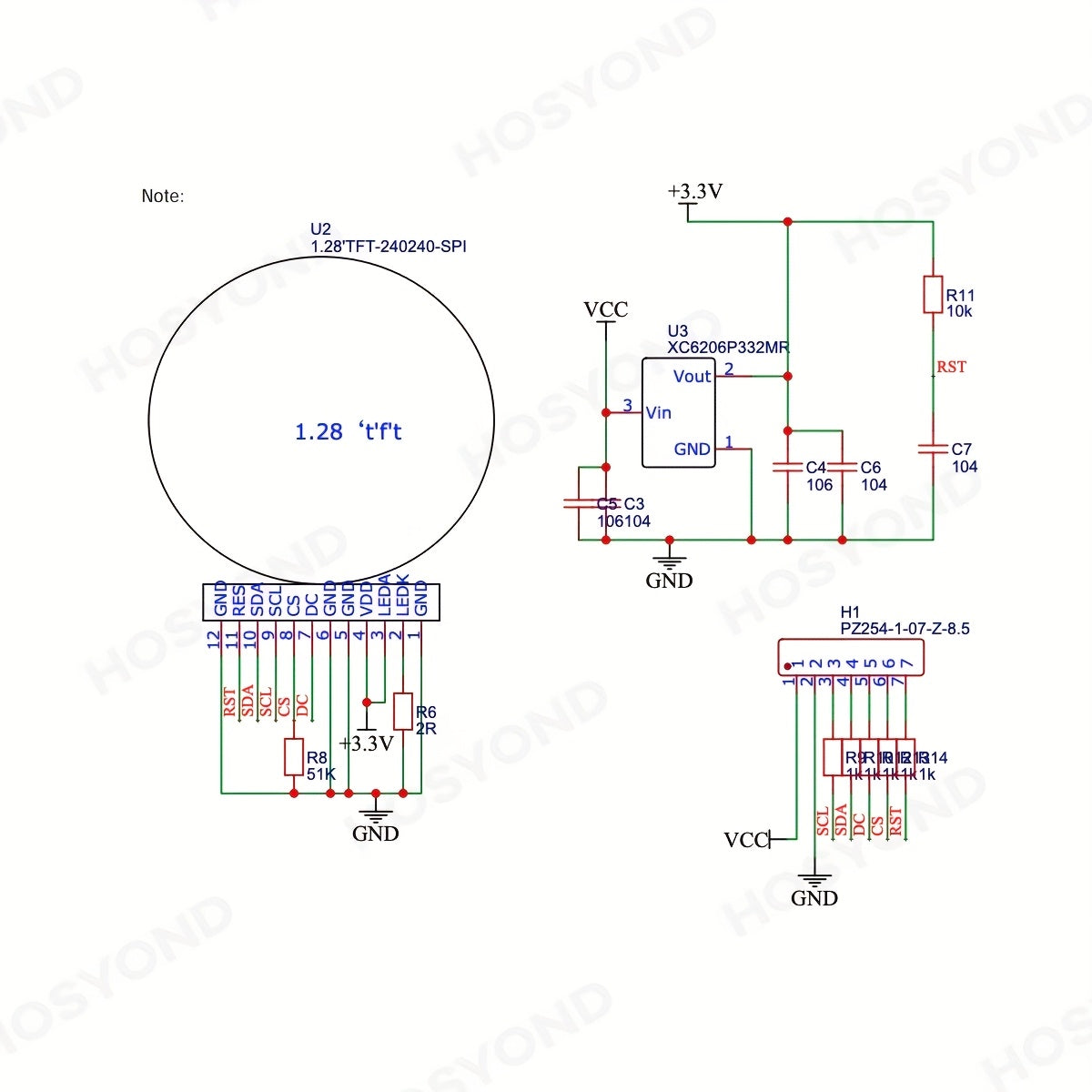 1.28 Inch  LCD Display Module Round RGB 240 * 240 GC9A01 Driver