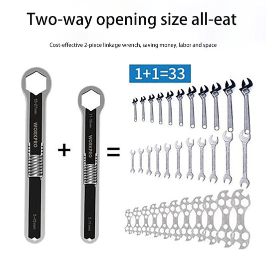 33 In 1 Wrench Adjustable Double Head Spanner Wrench Universal Hand Tool for Car Repair Labor Saving Multifunctional