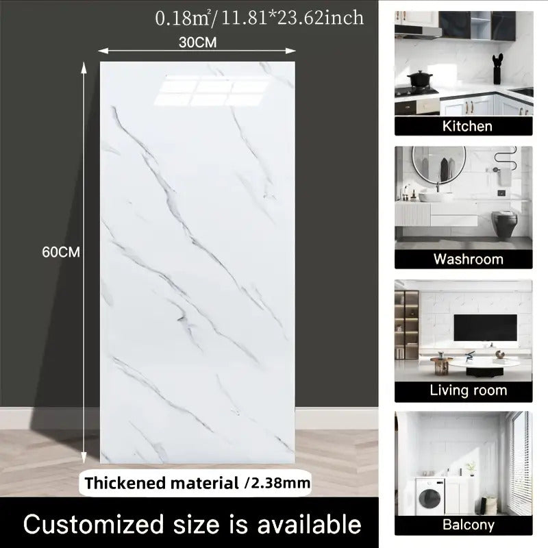 14pcs Glam Style Marble Pattern Wall Stickers