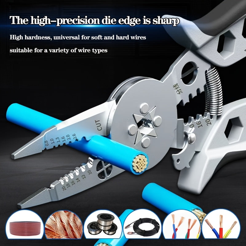 Professional Electrician's Heavy-Duty Crimping & Stripping Pliers