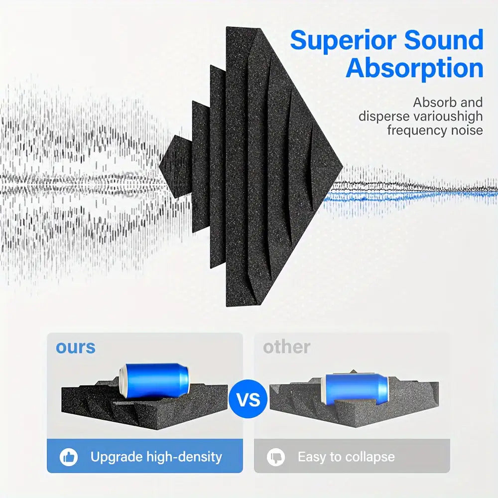 12pcs Diamond Groove Sound Proof Foam Panels