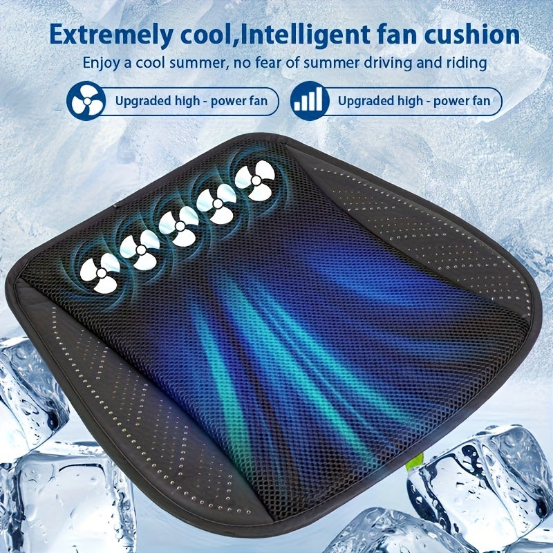 1pc Car Ventilated Seat Cushion with USB Fan