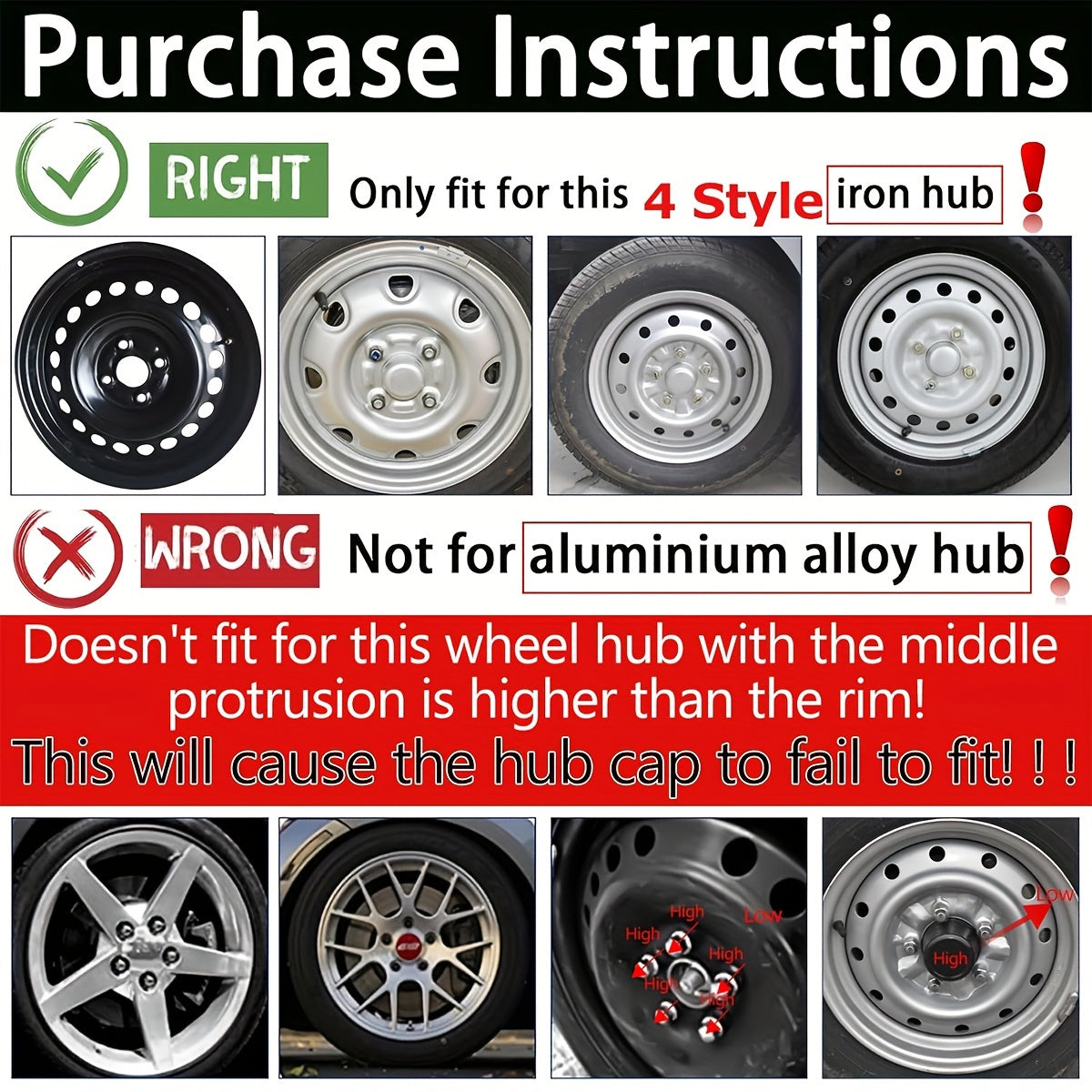 Set of 4 R16 Hubcap Wheel Cover Replacement