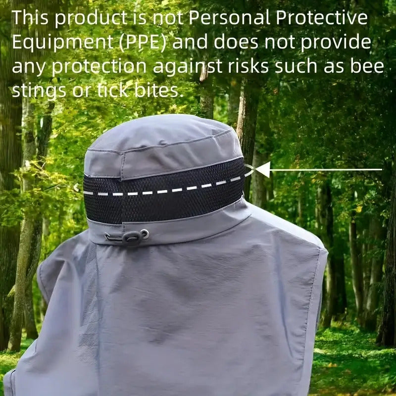 Breathable Mesh Sun Hat with Integrated Face Mask and Shawl
