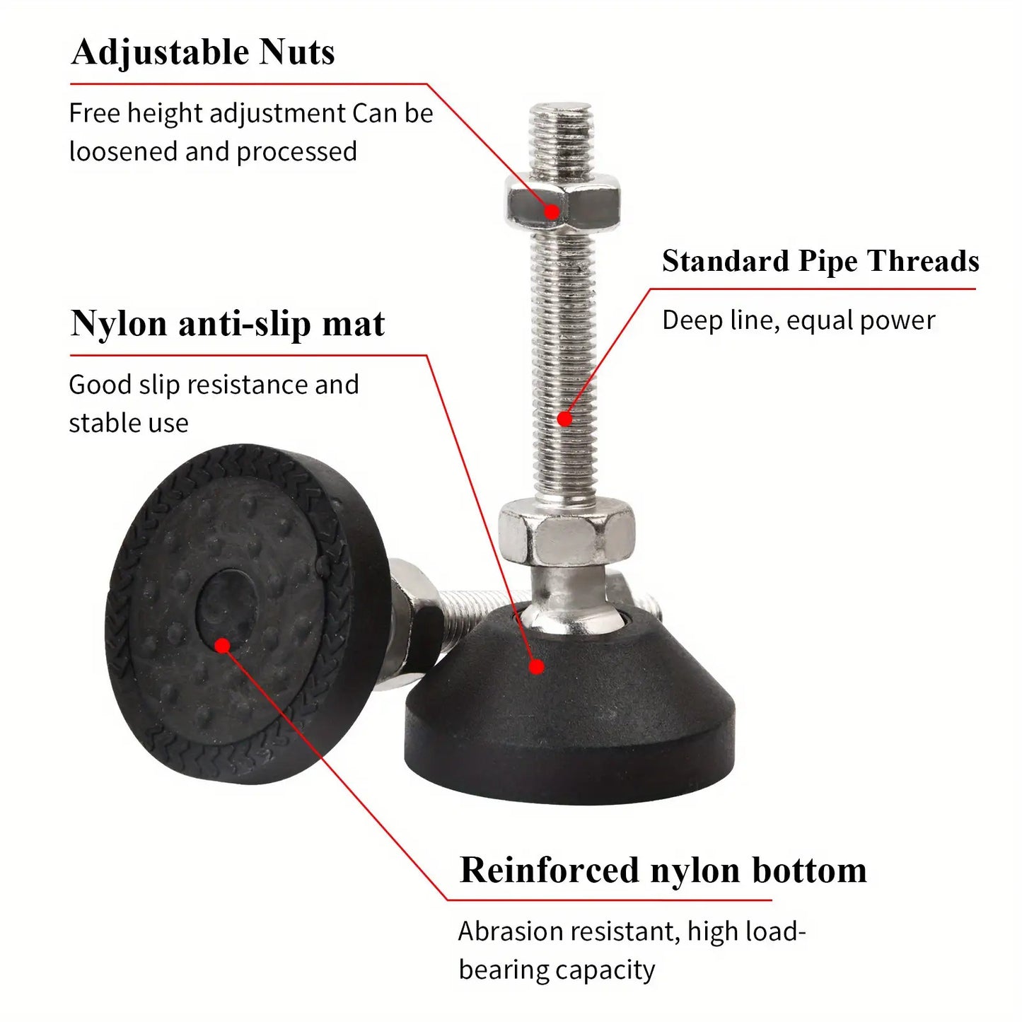 8PCS M8 x 50mm Adjustable Leveling Feet