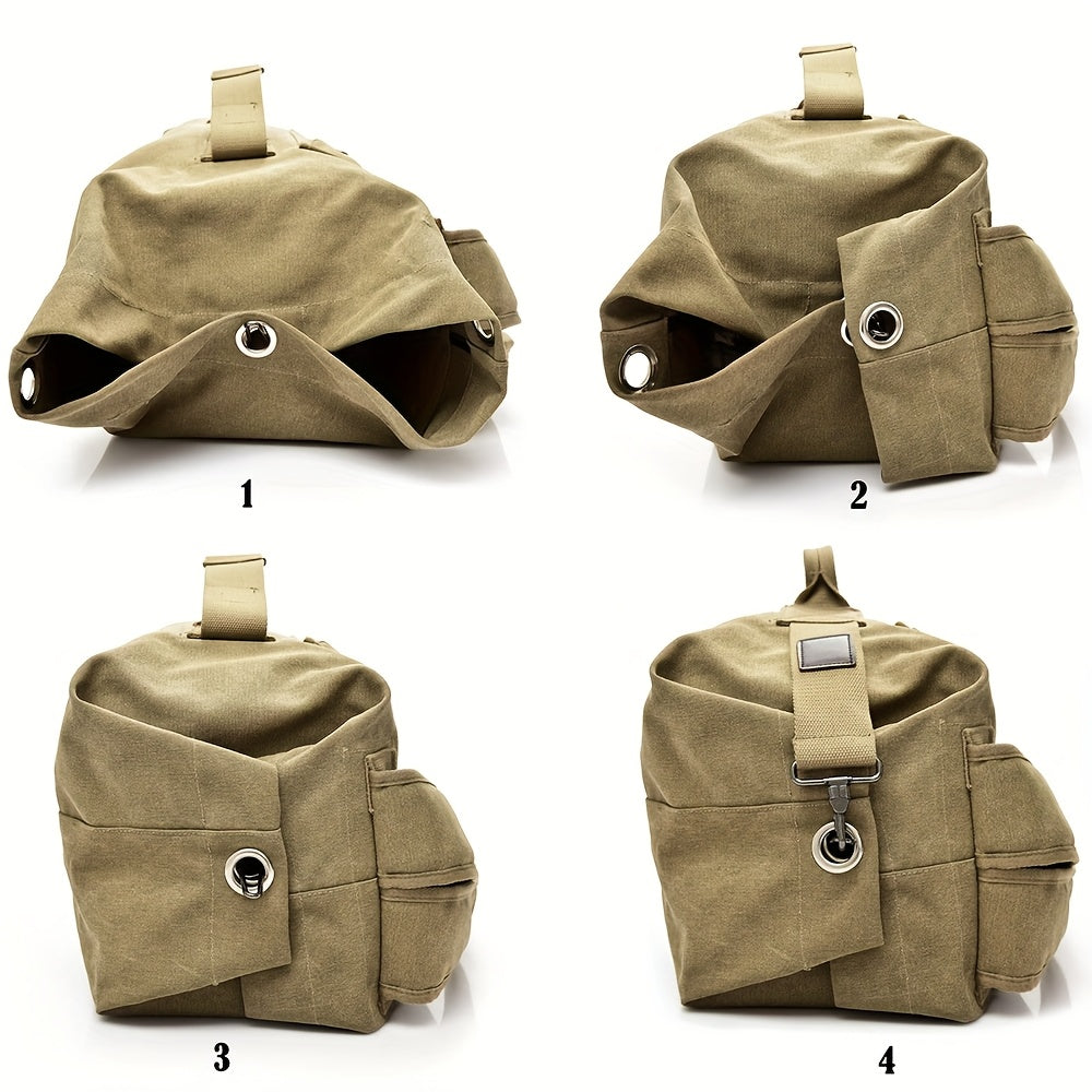 Large Capacity Adjustable Khaki Canvas Backpack for Men