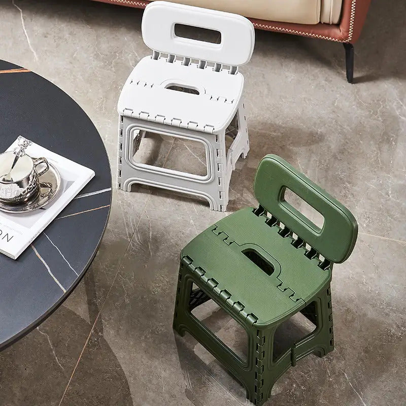 Durable Portable Foldable Plastic Stool with Backrest