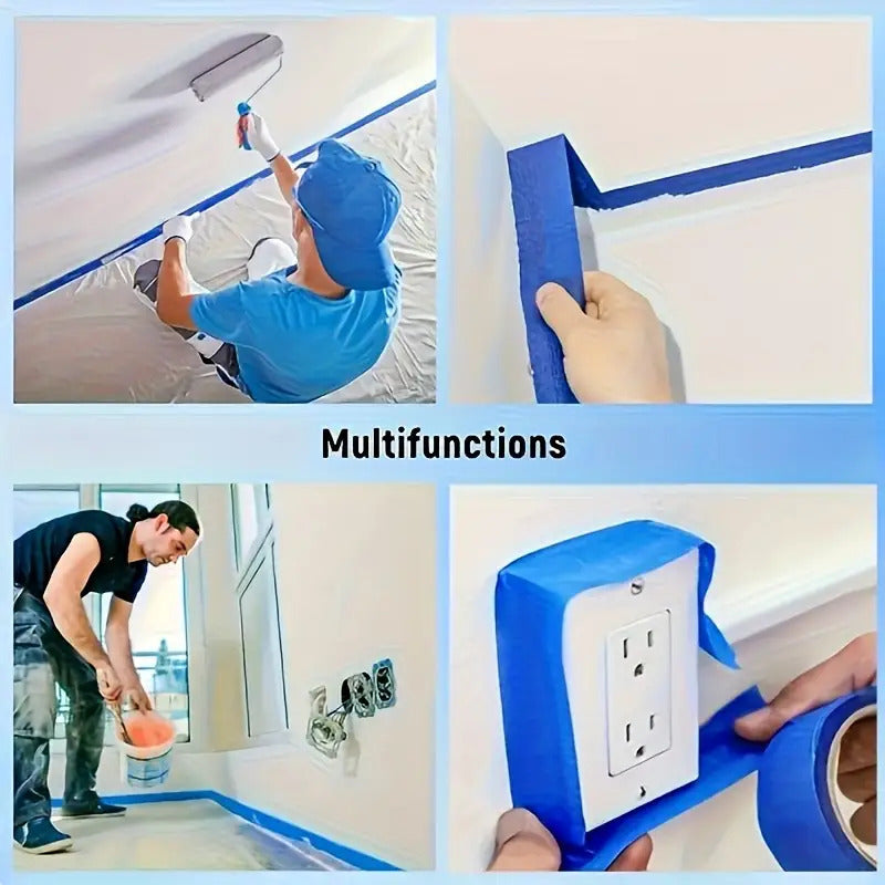 12pcs Blue Painter's Tape, Waterproof, No-Residue, Easy-Tear Adhesive