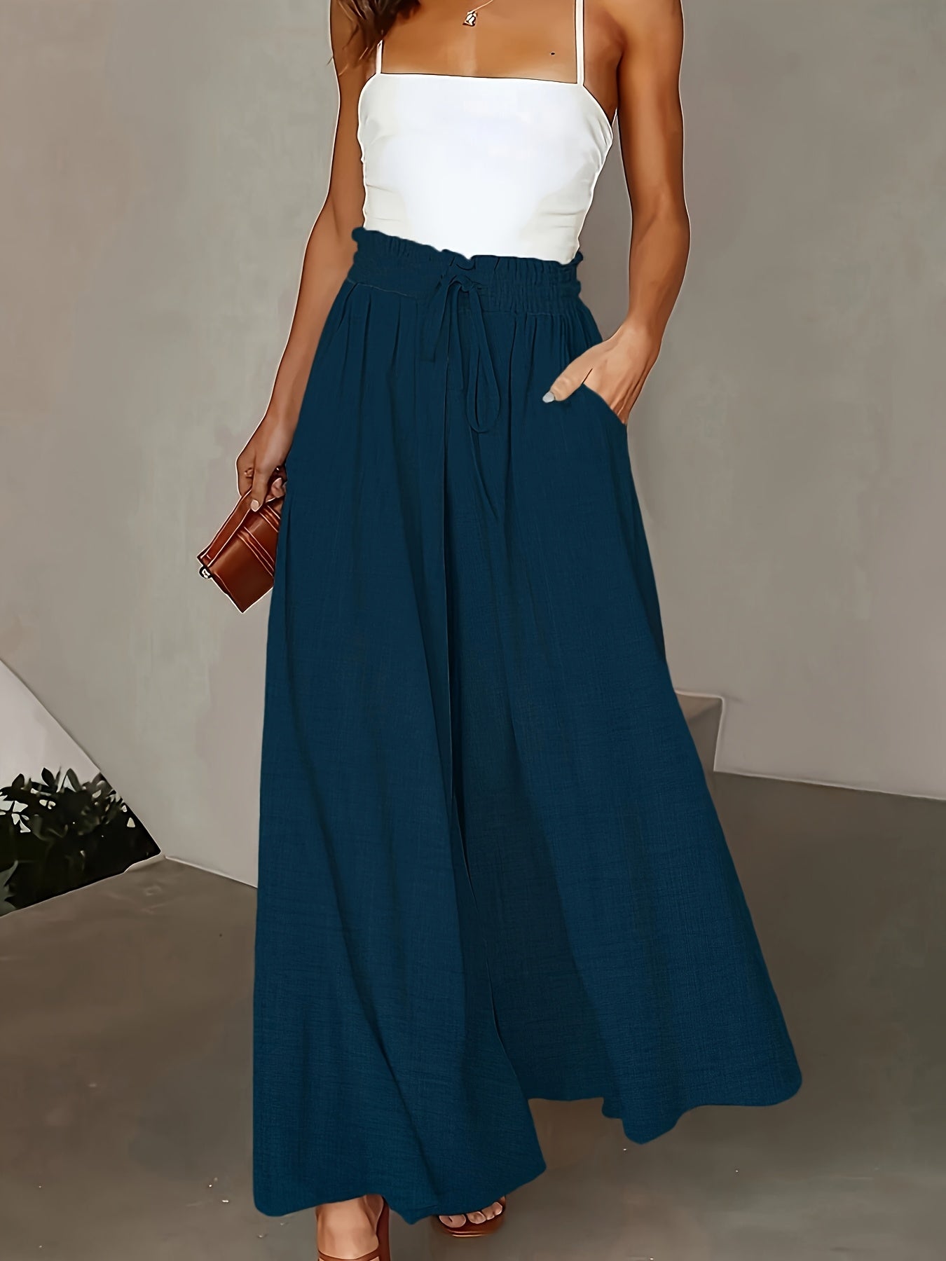 Women'S Elegant High-Waist Wide Leg Pants