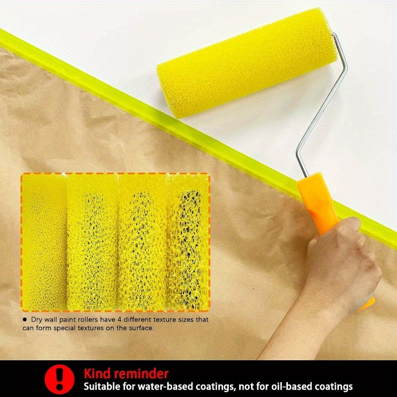 9pcs Large Textured Foam Drywall Paint Roller Covers