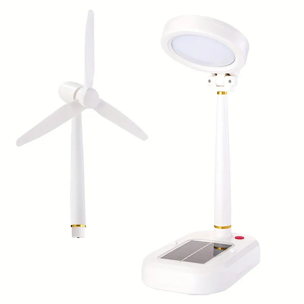 Portable Solar Powered USB Rechargeable Fan & LED Table Lamp