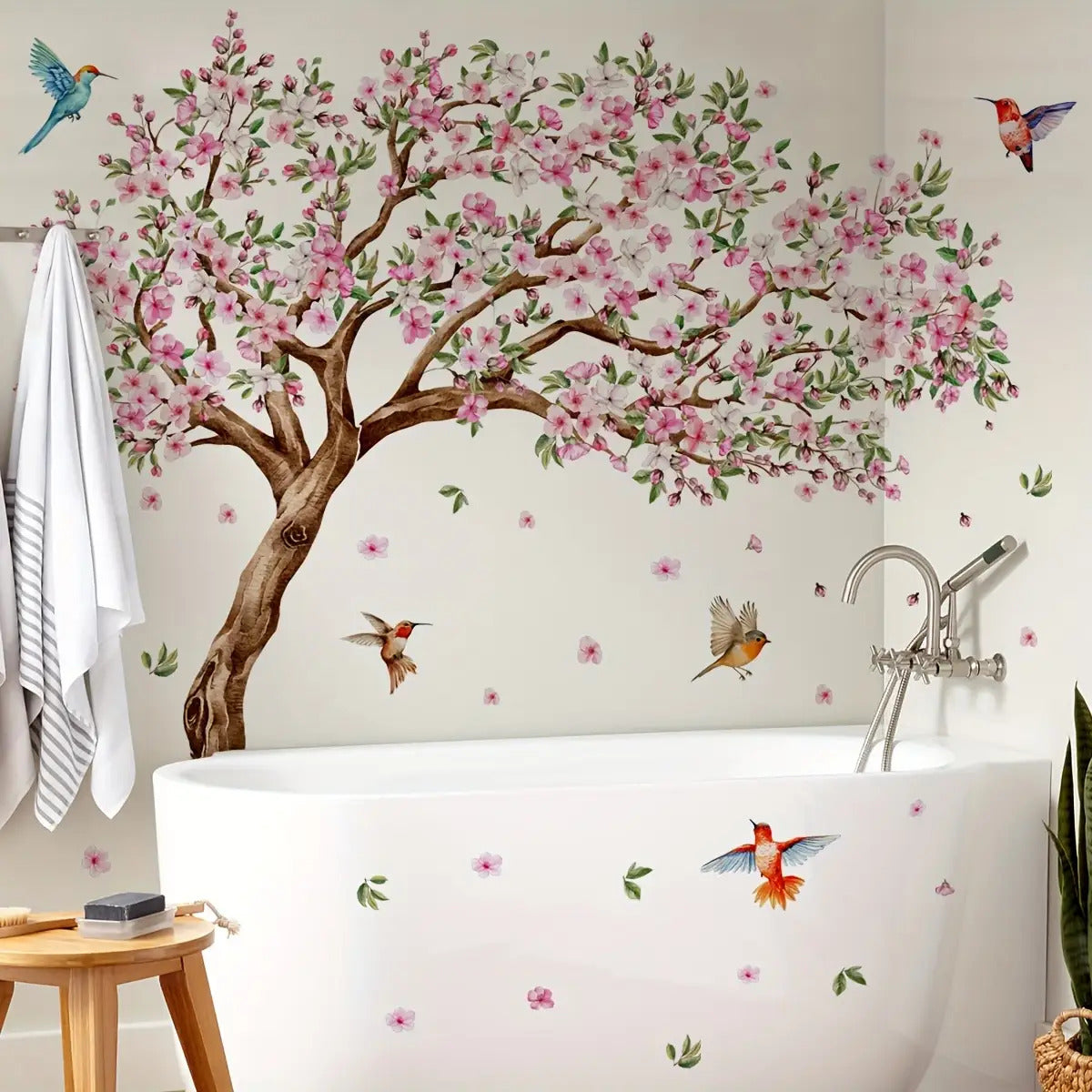 Six-Piece Large Peach Blossom Wall Decal | Self-Adhesive Stickers