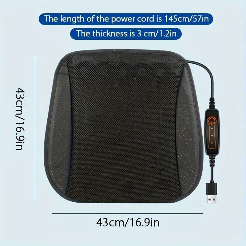 1pc Car Ventilated Seat Cushion with USB Fan