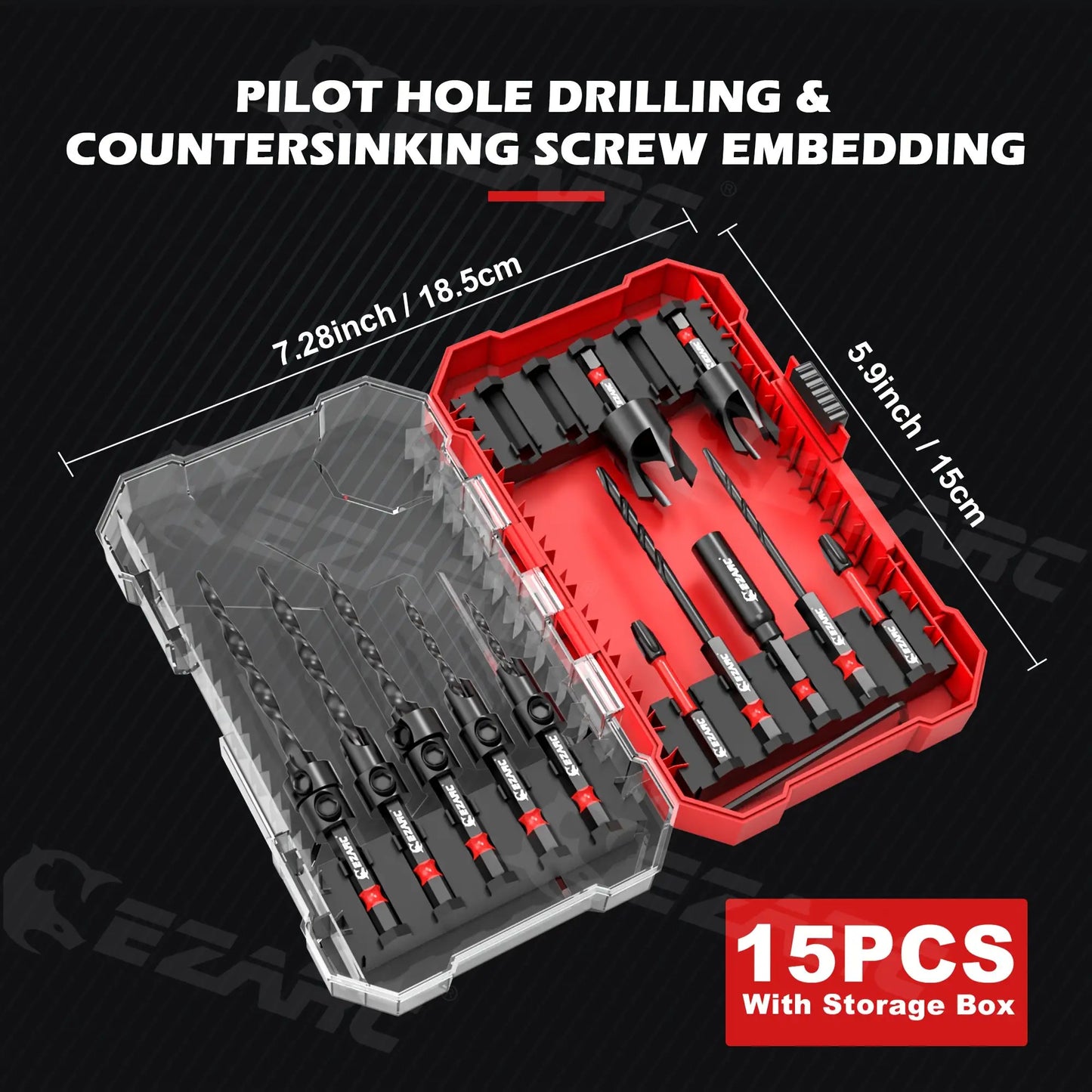 15pcs Countersink Drill Bit Set