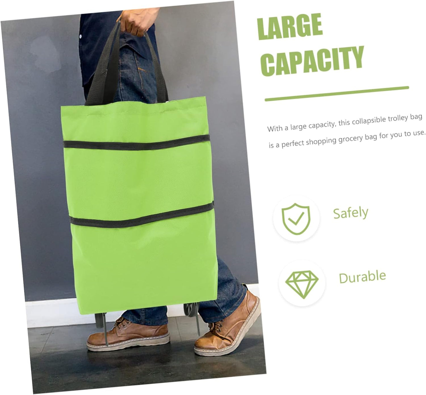3-Pack Foldable Portable Wheel Tote Bags