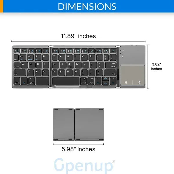 3 System Universal Triple,with Touchpad,Tablet,Computer,Wireless,Bluetooth,Foldable,Mini Keyboard