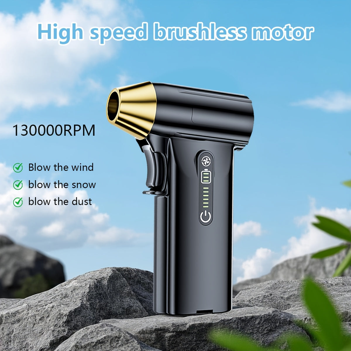 130, 000 RPM Turbo Handheld Fan - Portable Rechargeable Cooling Blower