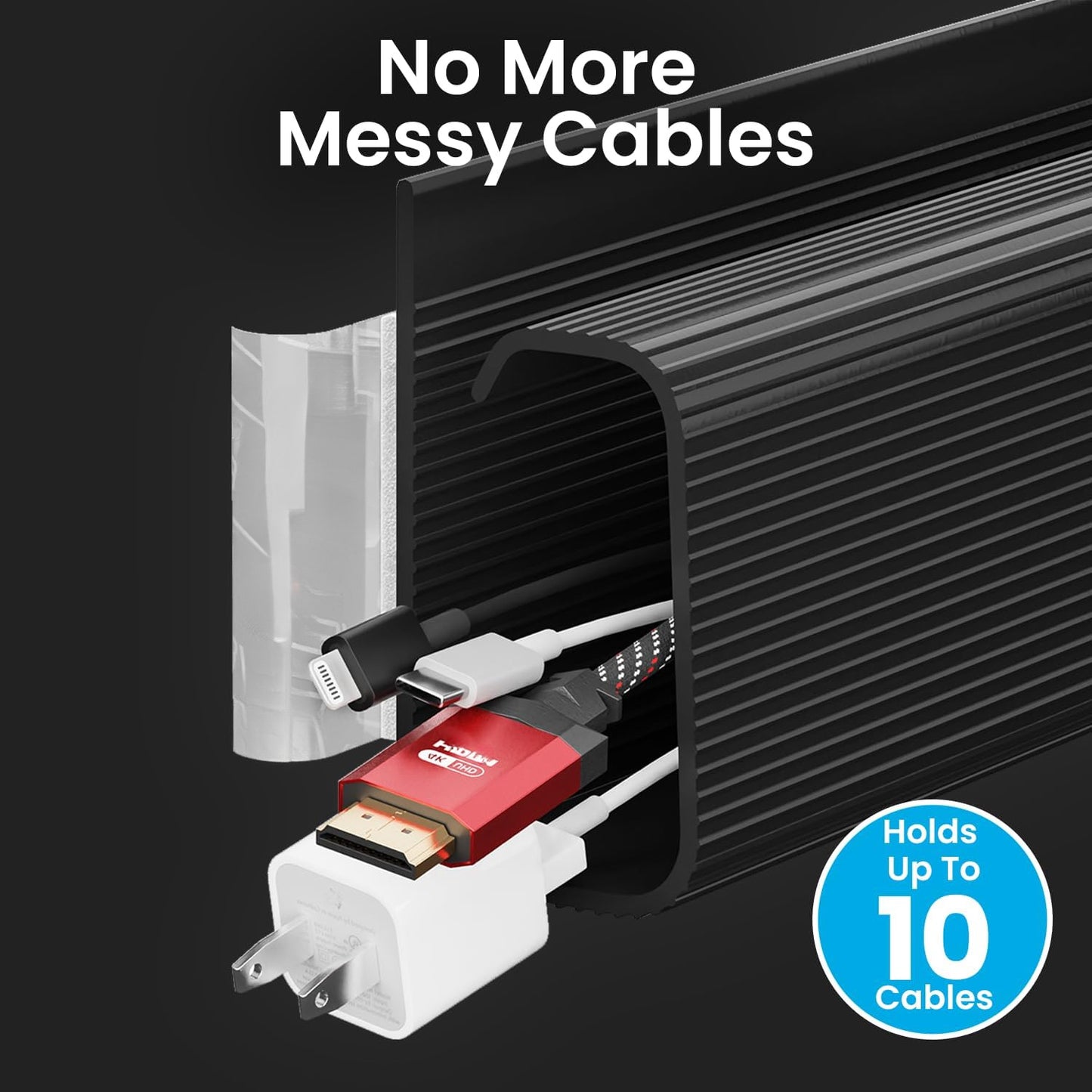 No-Drill Self-Adhesive Under-Table Cable Tray