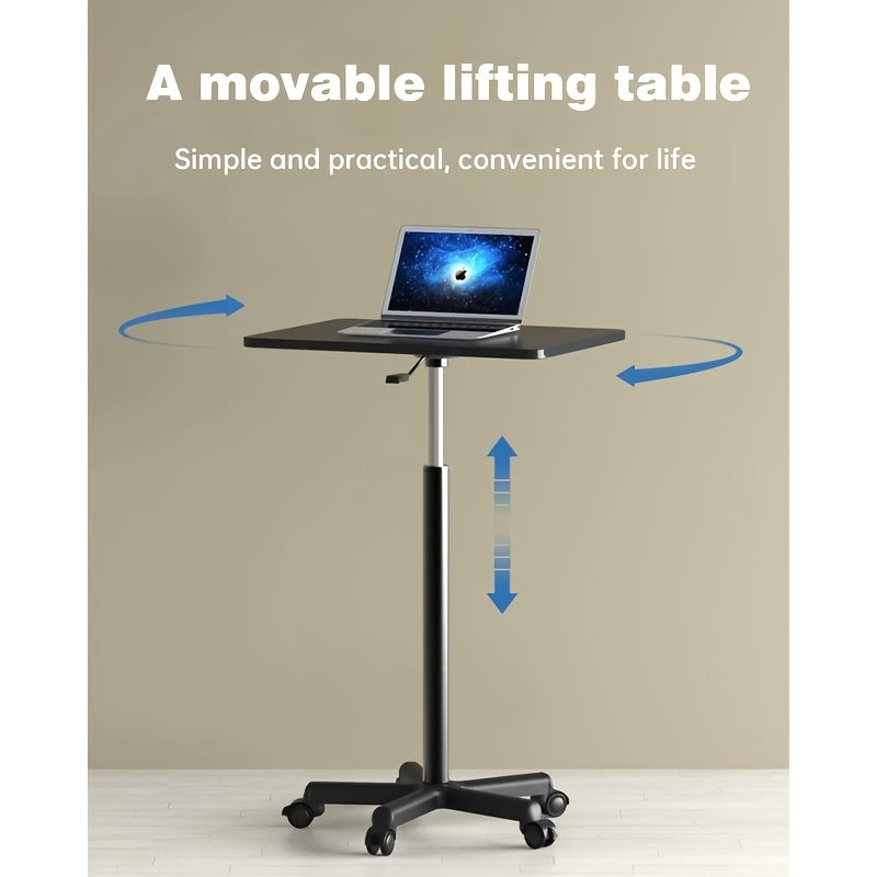 Adjustable Height Mobile Laptop Desk with Wheels