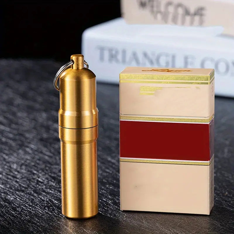 1pc Sleek Brass-Toned Waterproof Metal Cigarette Case