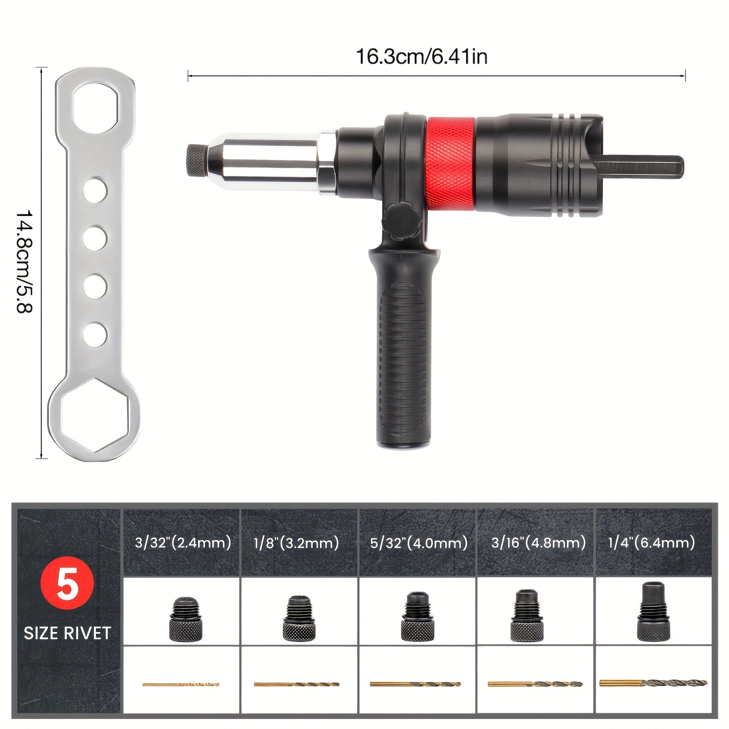 1Set Professional Rivet Gun Adapter Kit