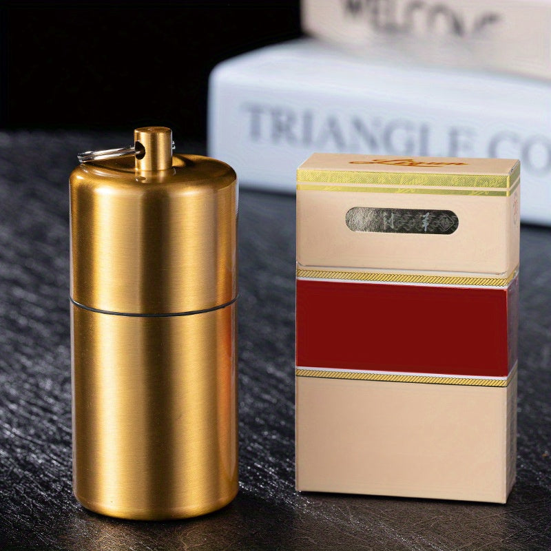 1pc Sleek Brass-Toned Waterproof Metal Cigarette Case