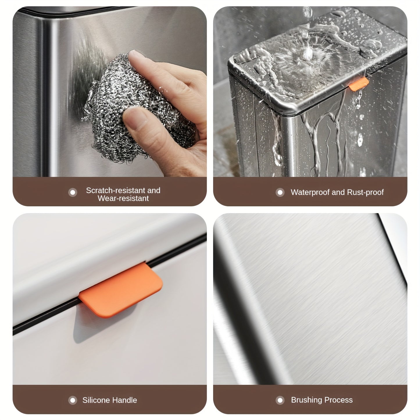 1pc Stainless Steel Rectangular Hanging Kitchen Can