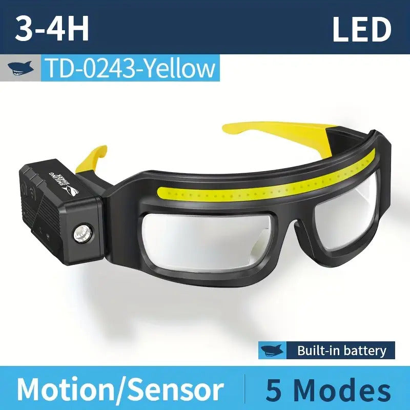 1pc Smiling Shark Rechargeable COB Headlamp with Glasses