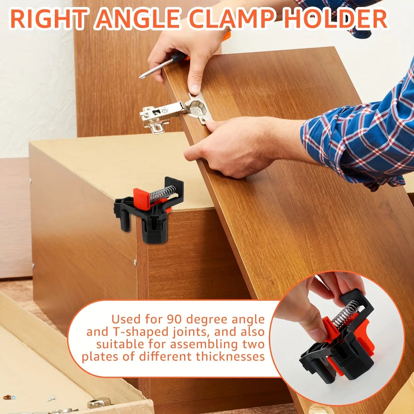 4pcs Adjustable 90-Degree Angle Clamps -  Reusable Woodworking Tools